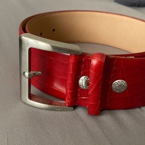 Red genuine leather DkNY belt. Great condition